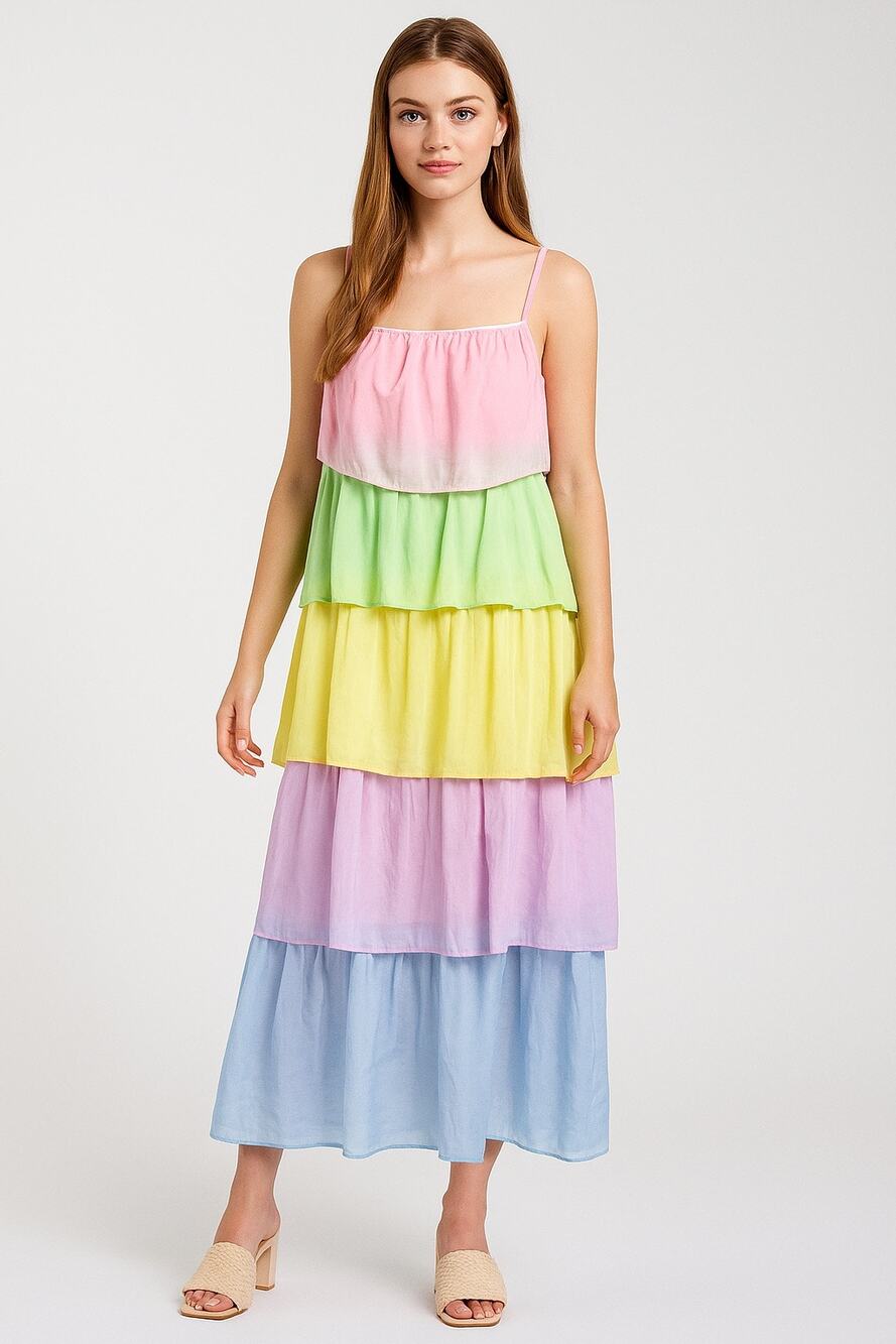 Olivia Rubin Cici Tiered Silk Maxi Dress